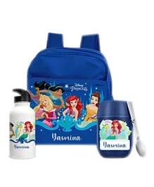 Essmak Disney Princess Personalized Thermos and Backpack Set Blue - 11 Inches