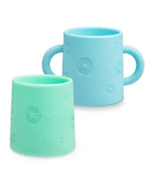 PopYum Silicone Training Cup 2-Pack (Sky Blue and Mint Green)