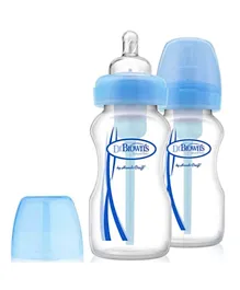 د براونز - رضاعة بلاستيكية للأطفال أوبشنز بلس ذات رقبة عريضة  (قطعتين) زرقاء - 270 مل