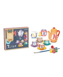 Family Center - Ceramic Tea Set Paintable with Coloring Tools