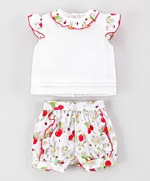 Rock a Bye Baby Cherry Print Top And Shorts Set - Red