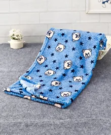Babyhug Single Ply Mink Blanket Bear Print - Blue