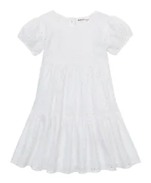 مينوتي فستان بروديري أنجليز بتصميم متدرج  - لون أبيض