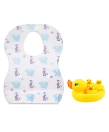 Star Babies - Combo Pack of 2- Disposable Bibs Elephant Print (20 Pcs) With Rubber Duck