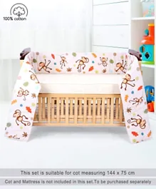 بيبي هاغ - حاجز سرير الأطفال بطبعة قرد - متعدد الألوان