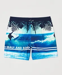 OVS Maui And Sons Ocean Printed Swimming Trunks - Blue