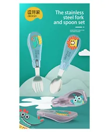 Reversing Portable Fork And Spoon Set - Blue