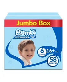 بامبي - حفاضات الأطفال صندوق جمبو مقاس 6 - 58 قطعة