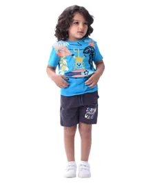 Victor and Jane Boys 2-Piece Set With Short Sleeve T-Shirt & Shorts - Blue