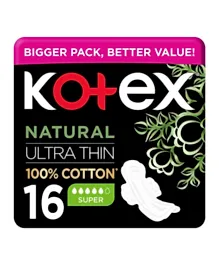 Kotex - Natural Ultra Thin Sanitary Pads For Medium To Heavy Flow Days, Pack Of 16