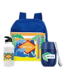 Essmak Surfs Up Personalized Thermos and Backpack Set Blue - 11 Inches