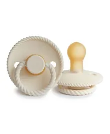 FRIGG Rope Latex Baby Pacifier 2-Pack Cream/Croissant - Size 2