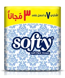 Softy - 2 Ply Soft Pack Facial Tissues, Packs Of 7 + 3 Free X 130 Sheet