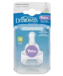 Dr. Brown's Narrow Neck Silicone Nipples Pack of 2 - Transparent