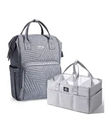 Sunveno Diaper Bag with USB and Diaper Caddy - Nova Grey