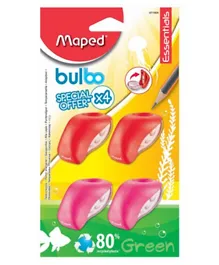 Maped Bulbo 1 Hole Pencil Sharpener Pack of 4 - Assorted
