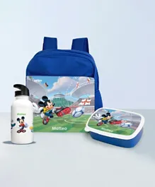 Essmak Personalized Backpack Set Mickey Blue - 11 Inches