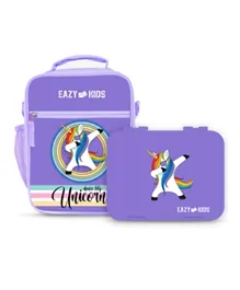 Eazy Kids Bento Boxes With Insulated Lunch Bag Combo Unicorn - Purple