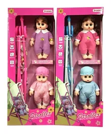 Bright and Playful Baby Dolls with Stroller 686-204, 25.4 cm  - Assorted