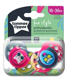 Tommee Tippee Fun Style Soother Dummies for Newborns Colours and Designs Vary - Pack of 2