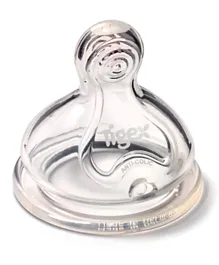 Tigex - Autonomy+ Wide Neck Silicone Teats 6m+ - Pack of 2 - Clear