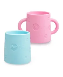 PopYum Silicone Training Cup 2-Pack (Orchid Pink and Sky Blue)