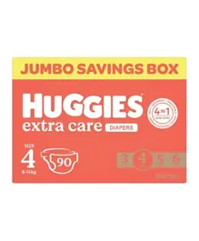 Huggies - Extra Care Diapers S4 Jumbo Box 90 Pcs - Size 4