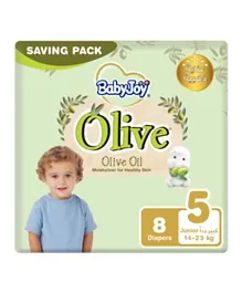 BabyJoy Olive Oil, Size 5 Junior, 14 to 23 kg, Saving Pack, 8 Diapers