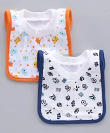 Babyhug Cotton Pullover Bibs Multi Print Set of 2 - Blue Orange