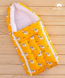 Babyhug 100% Cotton Sleeping Bag with Carry Nest Zebra Print - Orange
