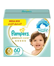 Pampers Premium Care  Taped Baby Diapers Mega Box Size 6 - 60 Pieces