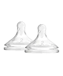Dr. Brown's Level 2 Wide Neck Silicone Options Plus Nipple Pack of 2 - Transparent