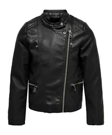 Only Kids Biker Statement Faux Leather Jacket - Black