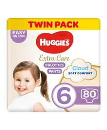 Huggies - Extra Care Culottes, Pants Style Diapers Size 6 (15 - 25 Kg), Jumbo Pack Of (40 X 2) 80 Premium Baby Diaper Pants