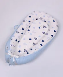 Baby Nest Sleeping Pod with Washable Cover - Blue and White