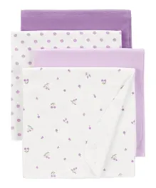 Carter's - 4 Pack Receiving Blankets - Purple/White