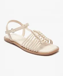 Little Missy - Strappy Sandals with Hook and Loop Closure - Cream