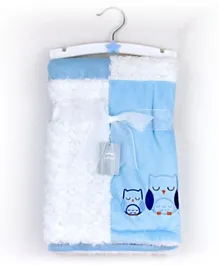 أكاس - بطانية أطفال طبقتين - أبيض أزرق