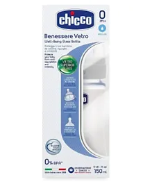 Chicco Well Being Glass Feeding Bottle - 150 ml