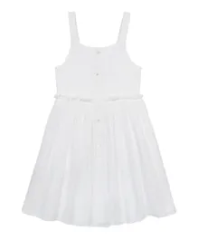 مينوتي فستان بتفاصيل مكشكشة  - أبيض