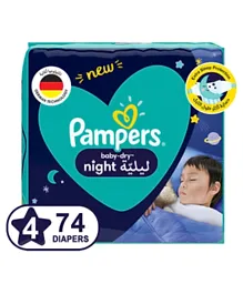 بامبرز - حفاضات  للأطفال لحماية إضافية أثناء النوم مقاس 4 - 74 حفاضة