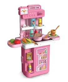 Little Story Kitchen / Restaurant Toy Set Luggage Case Inbuilt Light & Sound Pink - 41 Pieces