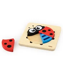 Viga Wooden Handy Block Puzzle Ladybird - Multicolour