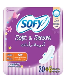 Sofy - Soft & Secure Slim Large Sanitary Pads with Wings - 30+6 Pads