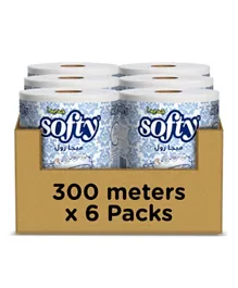 Softy - 1 Ply Mega Paper Tissue Towel Roll, (Pack Of 1 Rolls X 6) X 300 Meters