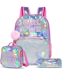Eazy Kids-18' School Bag Lunch Bag Pencil Case Set of 3 Girl Power - Pink
