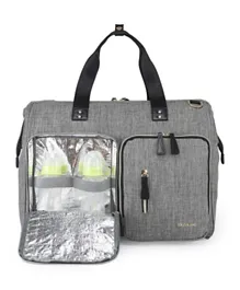 Little Story Gabrielle Mom Dad XL Travel Diaper Bag With Diaper Changing Mat - Grey