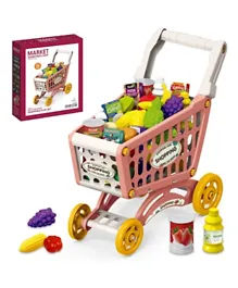 Little Story Market Shopping Cart Toy Set Pink - 56 Pieces