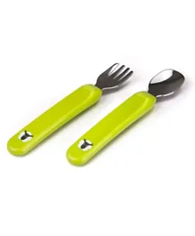 Kidsme Premier Spoon & Fork With Case - Lime