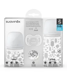 Suavinex - 2pc Bottle 270 & 150ml w/ Soother 0-6M & Clip Set